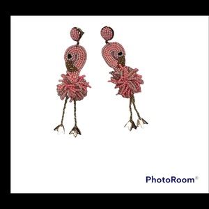 Fun Pink Flamingo Beaded Earrings